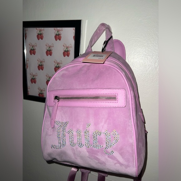 NWT Juicy Couture Velour Big Spender Pink Fondant Backpack - Picture 14 of 14